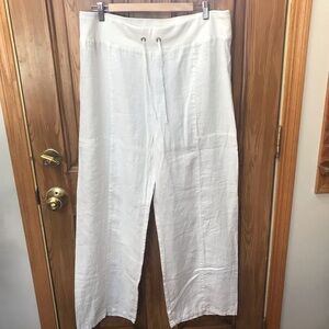 Eileen Fisher white linen trousers NWT. SZ Lg